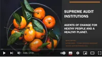 Picture of organges with text Supreme Audit Insitutions - Agents of Change for Healthy People and a Healthy Planet